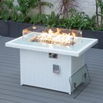 Cheltenham Modern White Rattan Fire Pit - Image 2