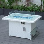 Cheltenham Modern White Rattan Fire Pit - Image 3