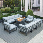 Cheltenham Aluminium 8 Seater Sofa Set Including Fire Pit Table